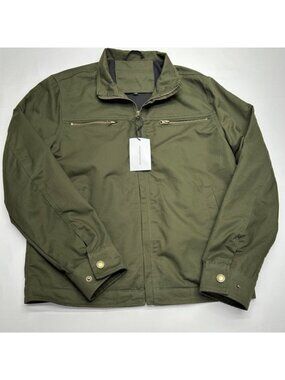 Olive Green Men's CROSS & CROWN Jacket With Snap Button Cuffs & Front Zipper Poc